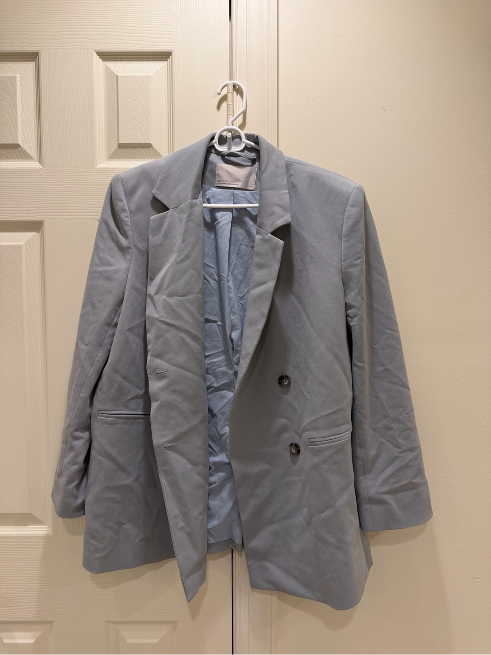 OAK + FORT Light Blue Double-Breasted Blazer